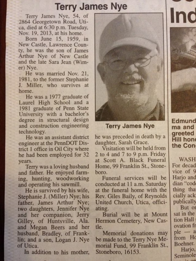 Jenn Nye father obit 2013-11-21