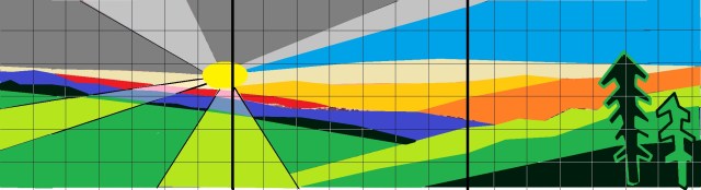 Abstract-mountain-sunset-primary-colours